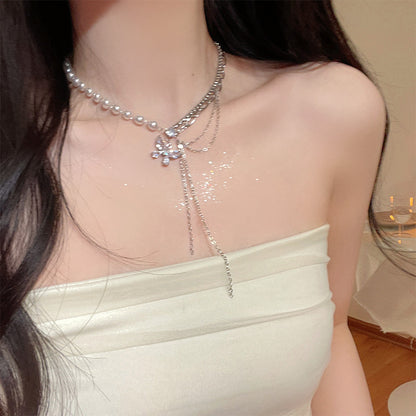 Simple Style Bow Knot Alloy Inlay Zircon Women's Rings Necklace