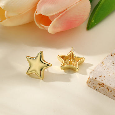 1 Pair Simple Style Star Plating Copper Gold Plated Ear Studs