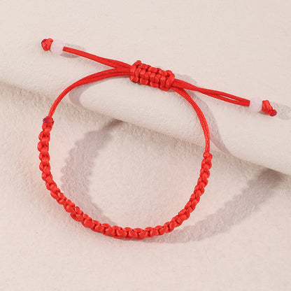 Fashion Simple Retro Solid Color Red Rope Beaded Bracelet