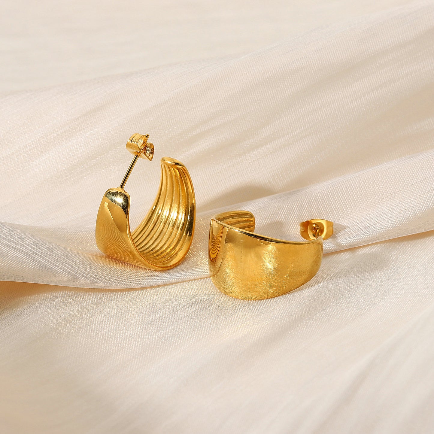 C Shape Plating Stainless Steel Gold Plated Earrings