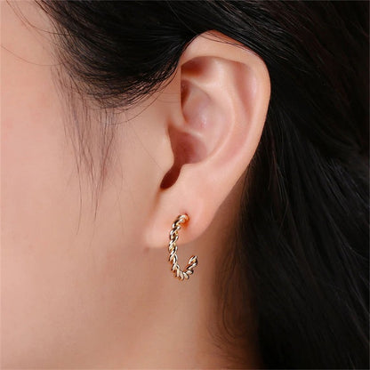 Fashion Stainless Steel Gold-plated C- Shaped Twist Women's Earrings