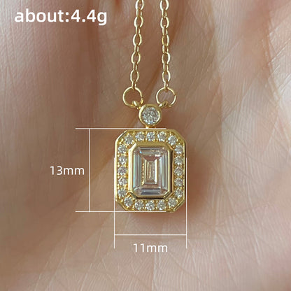 Copper Simple Style Shiny Inlay Rectangle Perfume Bottle Zircon Pendant Necklace