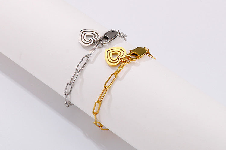 European And American Bracelet Stainless Steel Simple Heart-shape Bracelet Wholesale