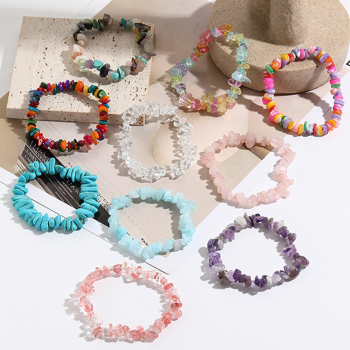 Beach Geometric Natural Stone Turquoise Irregular Bracelets