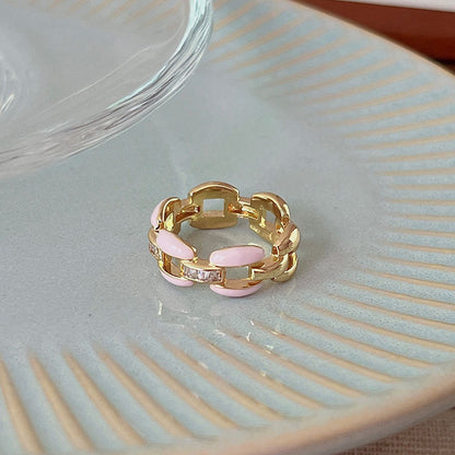 Simple Style Heart Shape Copper Inlay Zircon Rings