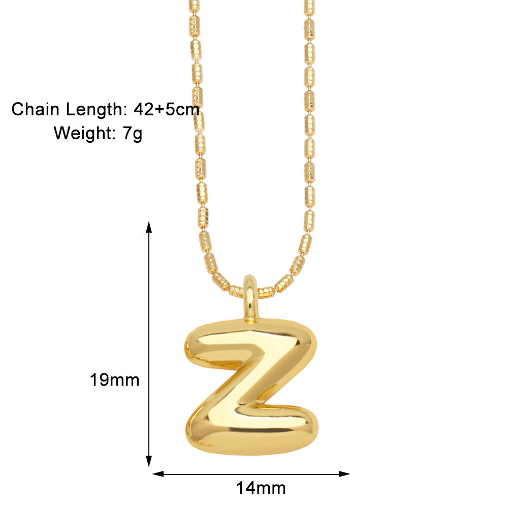 Copper Gold Plated Simple Style Letter Pendant Necklace