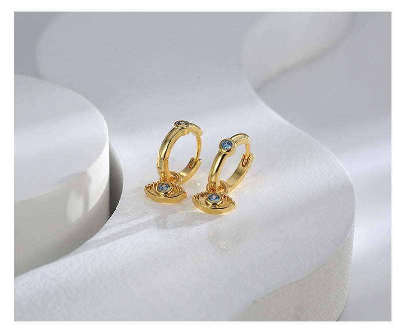 1 Pair Retro Devil's Eye Copper Plating Inlay Zircon 18k Gold Plated Drop Earrings