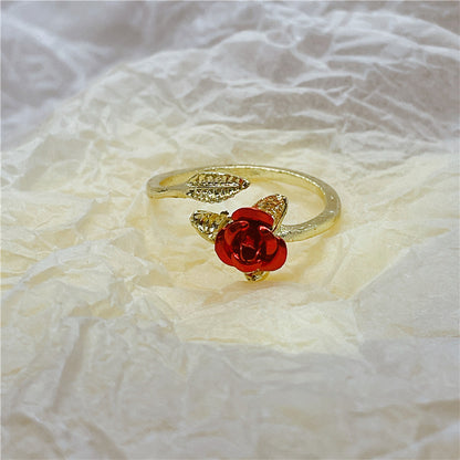 Wholesale Jewelry Sweet Leaf Flower Alloy Plating Open Ring