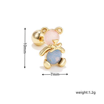 Fashion Flower Brass Plating Zircon Ear Studs 1 Piece