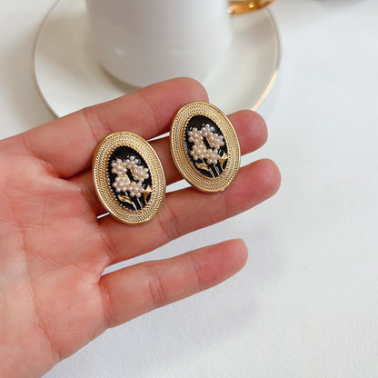 1 Pair Vintage Style Flower Plating Alloy Ear Studs