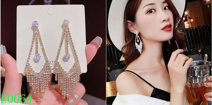 1 Pair Fashion Heart Shape Bow Knot Copper Inlay Zircon Drop Earrings