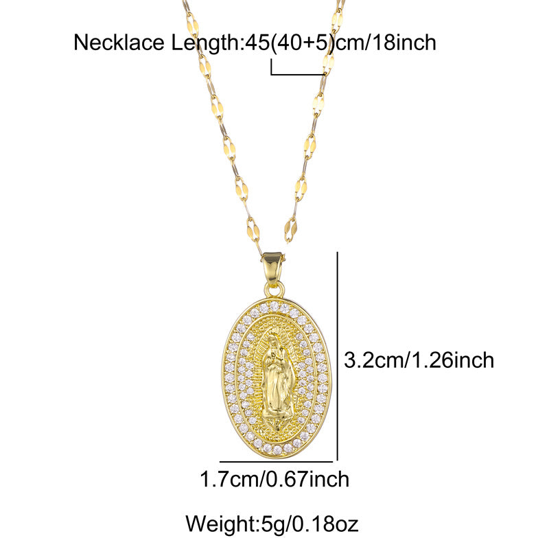 Stainless Steel Titanium Steel Retro Geometric Plating Inlay Zircon Pendant Necklace