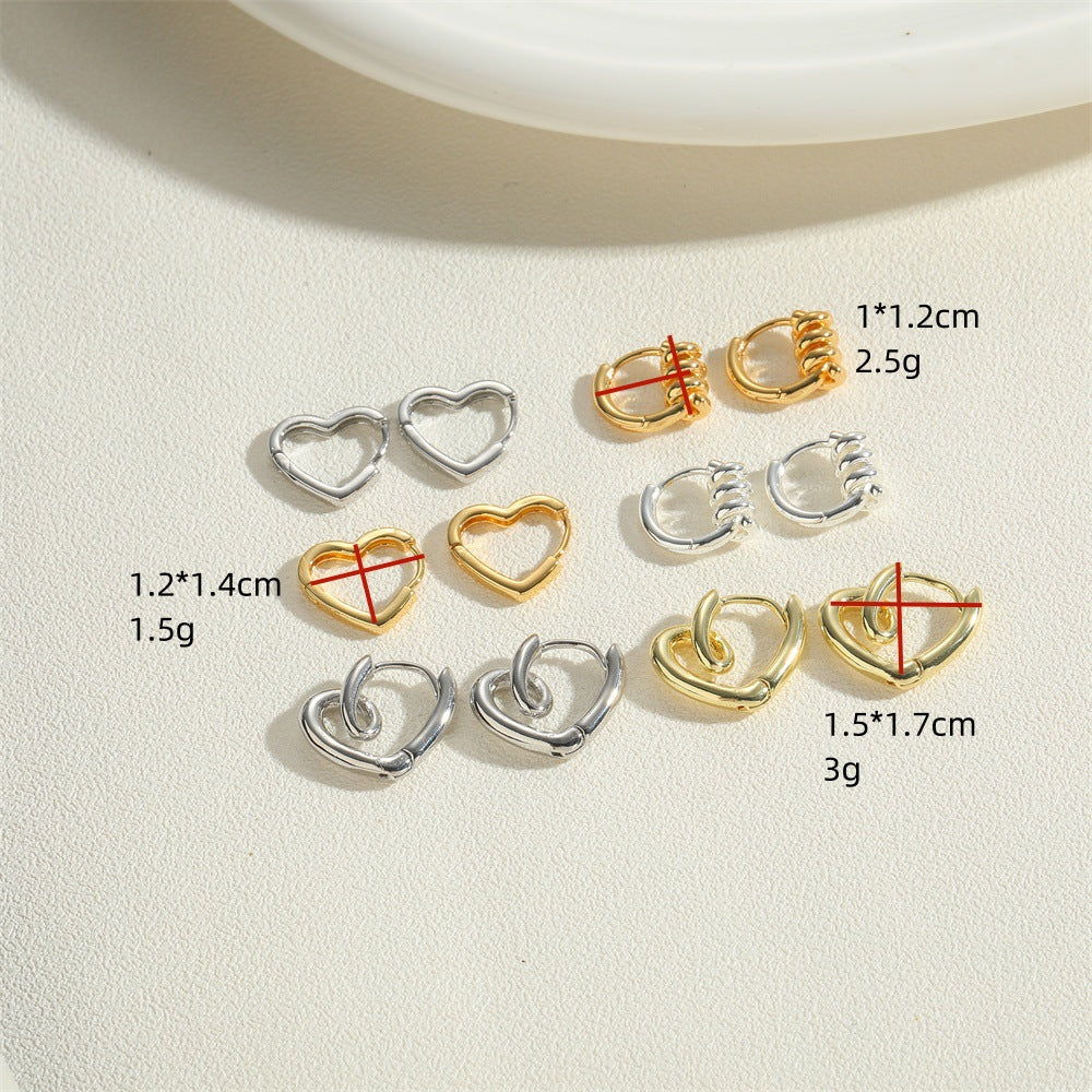 popular love French retro earrings independent station new heart-shaped design simple high-end texture earrings