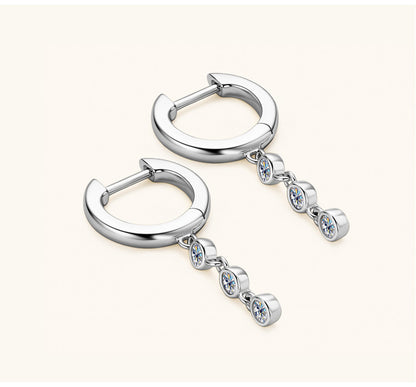 Simple Style Geometric Sterling Silver Gra Plating Inlay Moissanite Drop Earrings