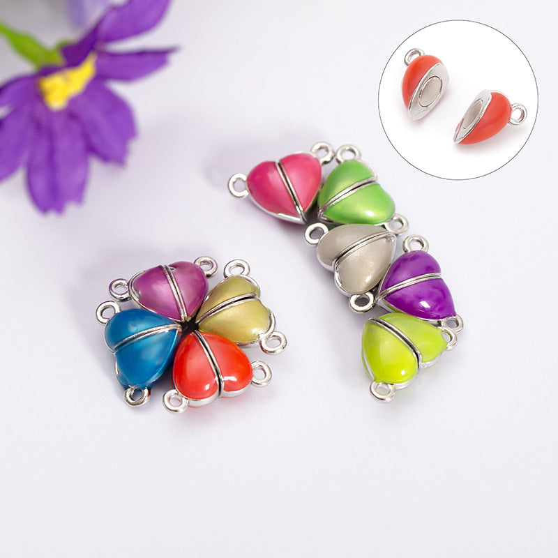 Simple Style Heart Shape Alloy Enamel Jewelry Accessories