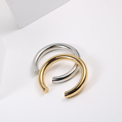 Simple Style C Shape Titanium Steel Plating Bangle