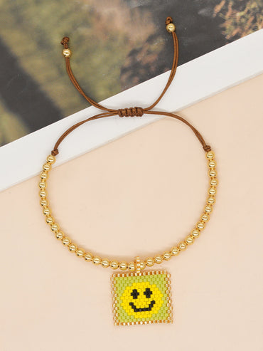 Sweet Smiley Face Seed Bead Golden Balls Wholesale Bracelets