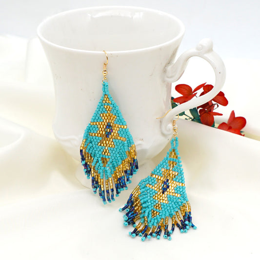 Ethnic Hand-woven Beads Geometric Tassel Earrings Wholesale Gooddiy