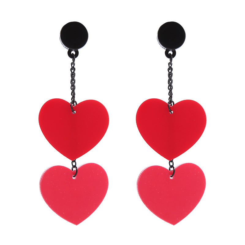 Fashion Letter Heart Shape Arylic Stoving Varnish Women's Drop Earrings 1 Pair