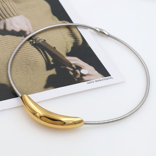 Modern Style Round Stainless Steel Titanium Steel Plating Choker