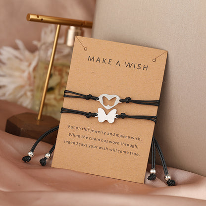 Creative Alloy Hollow Butterfly Card Necklace Set