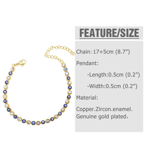 Fashion Eye Copper 18k Gold Plated Artificial Gemstones Bracelets In Bulk