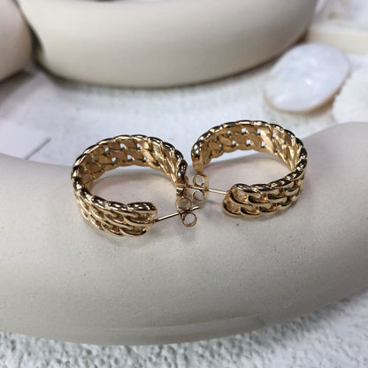 Vintage Style Waves Stainless Steel Plating Earrings 1 Pair