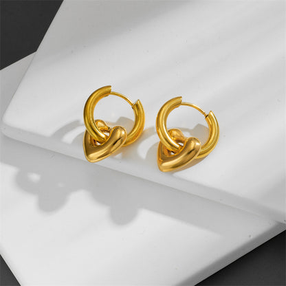 1 Pair Simple Style Heart Shape Titanium Steel Plating Drop Earrings