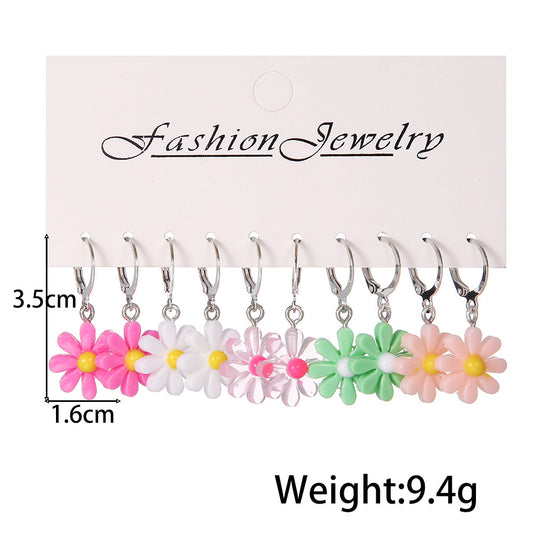 1 Set Sweet Animal Patchwork Plastic Resin Drop Earrings