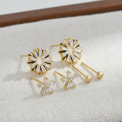 1 Set Simple Style Geometric Plating Inlay Copper Zircon Ear Studs