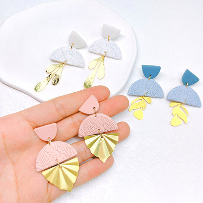 1 Pair Fashion Geometric Soft Clay Metal Patchwork Women's Drop Earrings