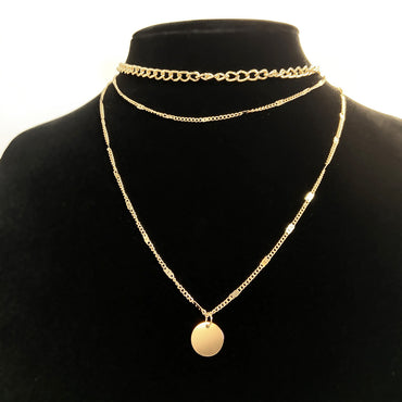 Simple Style Round Alloy Plating Women's Layered Necklaces