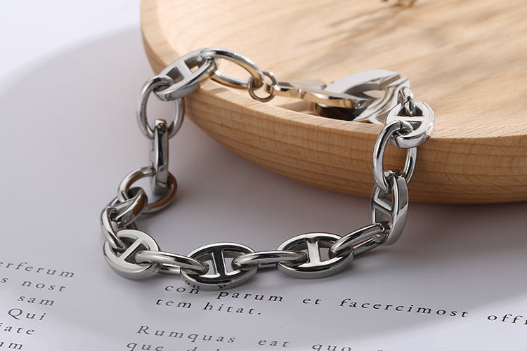 Stainless Steel Women's Jewelry Chain Oval Open Buckle Splicing Gold Bracelet