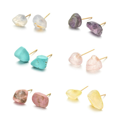 European and American fashion creative design earrings jewelry new multi-color stone stud earrings color stone earrings wholesale