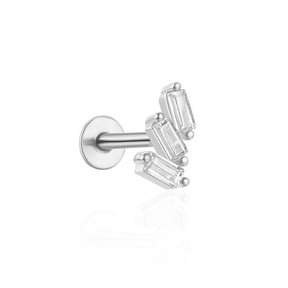 1 Piece Simple Style Flower Plating Sterling Silver Zircon Ear Studs