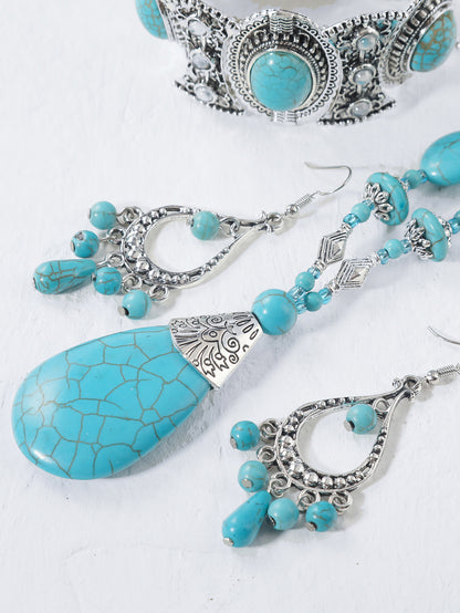 Ethnic Style Water Droplets Alloy Turquoise Plating Women's Pendant Necklace 1 Piece