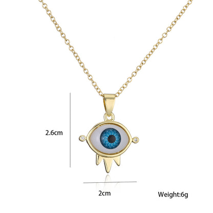European And American Hot Sale New Copper Plated 18k Gold Lucky Eye Pendant Necklace