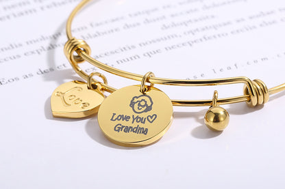 Creative Adjust Telescopic Wire Heart-shaped Circle Mother's Day Stainless Steel Bracelet