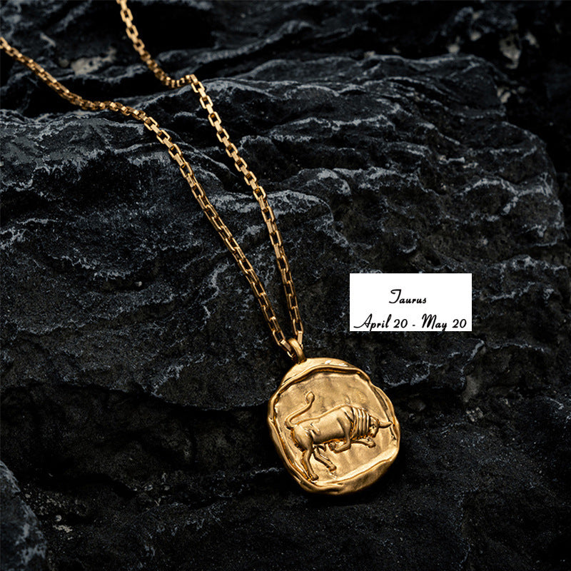 Titanium Steel Gold Plated Hip-Hop Retro Plating Geometric Pendant Necklace