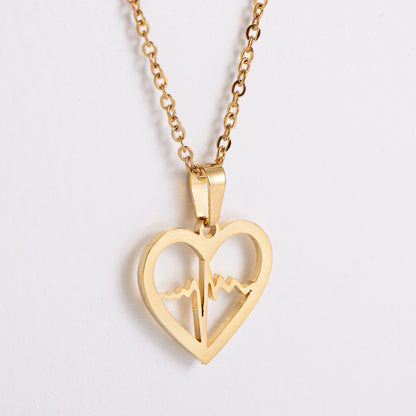 Aml [best-selling Ornament] Titanium Steel Set Jewelry Heart-shaped Pendant Ecg Net Hongguo Domestic Sales Women's New