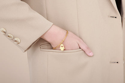 Fashion Stainless Steel Women's Gold Palm Open Bracelet
