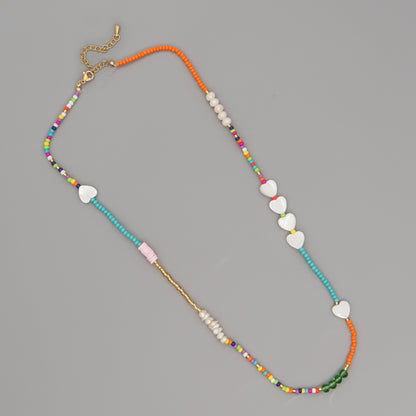 Bohemian Geometric Glass Beaded Heart-shaped Necklace