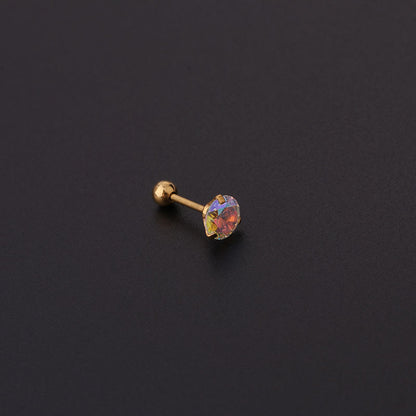 Vintage Color Zircon Stainless Steel Screw Fine Needle Ear Bone Studs Single Wholesale Gooddiy