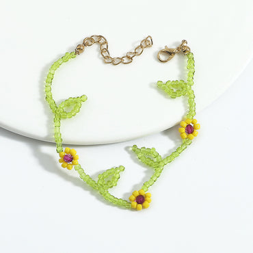 Simple Style Classic Style Flower Artificial Crystal Beaded Women's Bracelets Necklace