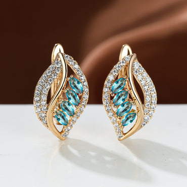 1 Pair Elegant Simple Style Leaf Plating Inlay Copper Zircon Earrings
