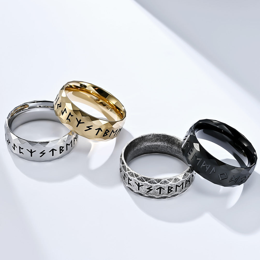 1 Piece Simple Style Symbol Titanium Steel Polishing Rings