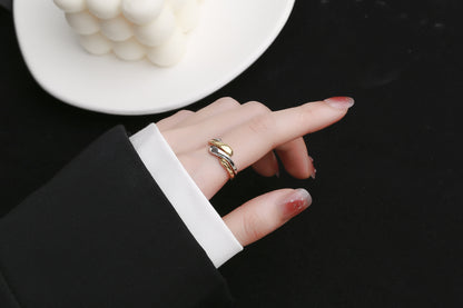 Fashion Twist Copper Plating Open Ring 2 Pieces