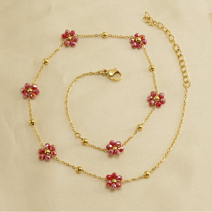 Wholesale Lady Flower Stainless Steel Titanium Steel Plating Bracelets Necklace