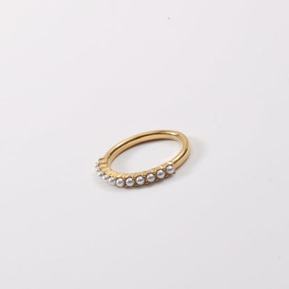 Fashion Geometric Titanium Steel Plating Artificial Pearls Rings