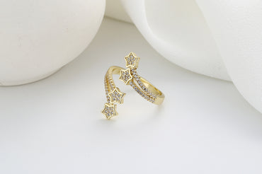 Fashion Star Copper Inlay Zircon Rings